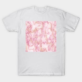 Pink Girly Trendy Golden Marble watercolor modern art abstract T-Shirt